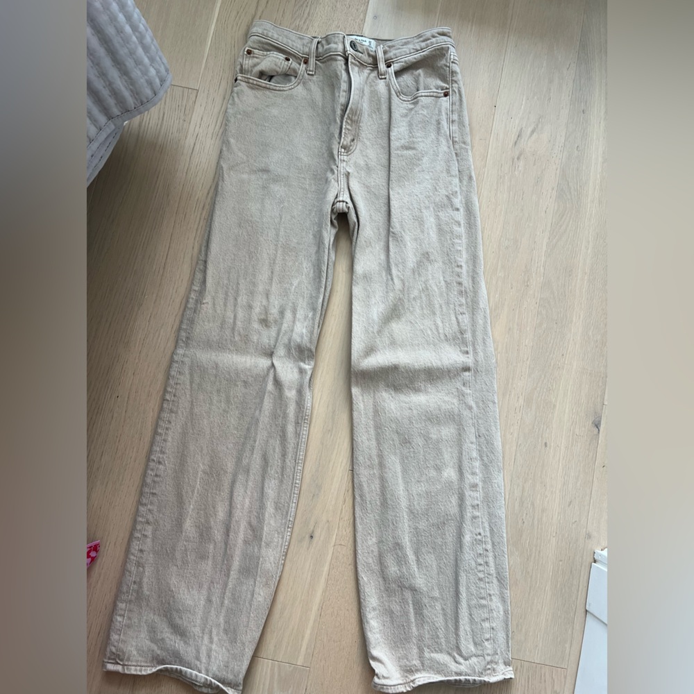 Abercrombie & Fitch Straight Leg Baggy Cream Jeans